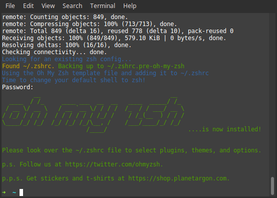 Oh-my-zsh installed