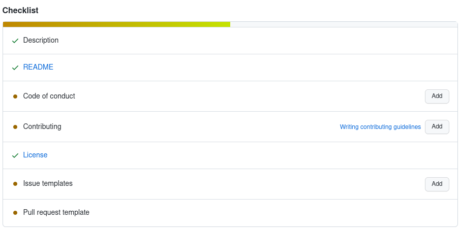 The community profile in the insights of a repository