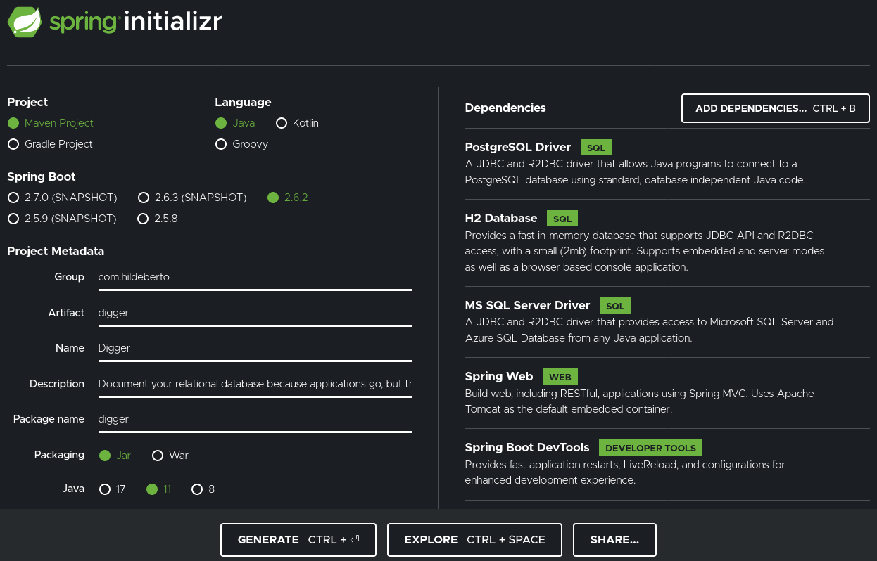 Digger Spring Initializr